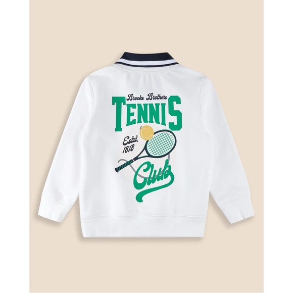 Brooks Brothers Other - NEW Brooks Brothers Boys Point Collar Tennis Graphic Sweatshirt White